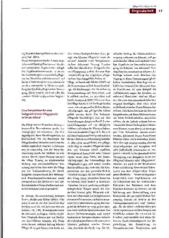 Vorschauseite 3: Qualität braucht Kompetenz und Verantwortung -Herausforderungen und Perspektiven einer Advanced Nursing Practice für die Gesundheitsversorgung aus pflegewissenschaftlicher Sicht