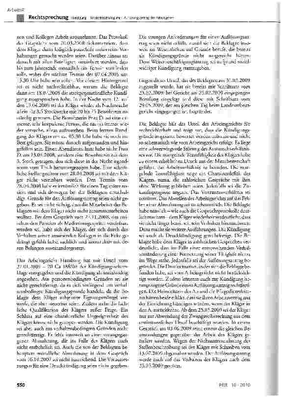 Vorschauseite 4: Kündigung - Weiterbeschäftigung - Auflösungsantrag des ArbeitgebersKSchG § 1 Abs. 2, § 9 Abs. 1 Satz 2; EvKiMAVertrG § 41