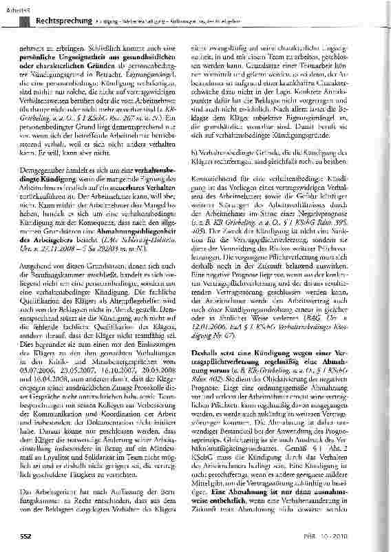 Vorschauseite 6: Kündigung - Weiterbeschäftigung - Auflösungsantrag des ArbeitgebersKSchG § 1 Abs. 2, § 9 Abs. 1 Satz 2; EvKiMAVertrG § 41