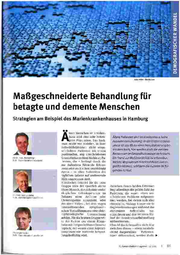 Vorschauseite 1: Maßgeschneiderte Behandlung für betagte und demente Menschen