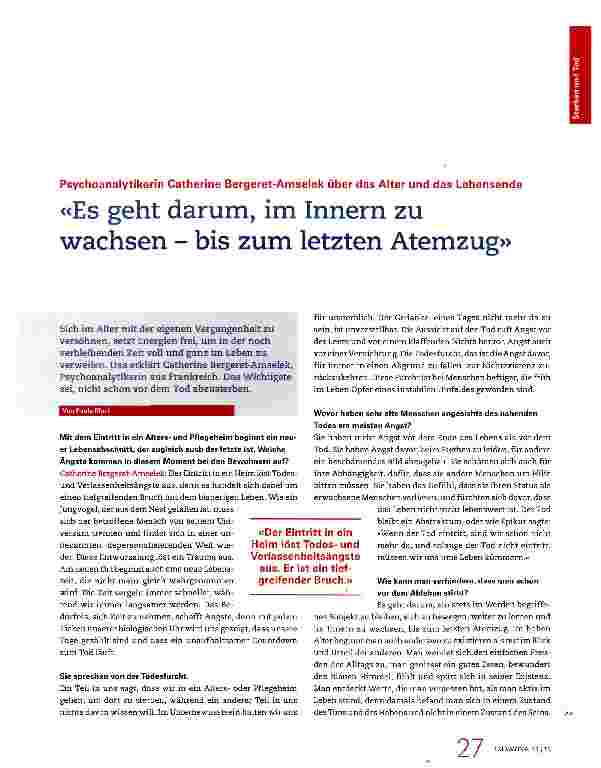 Vorschauseite 1: Es geht darum, im Innern zu wachsen - bis zum letzten Atemzug