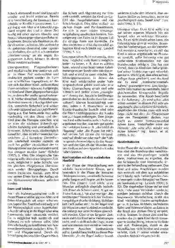 Vorschauseite 4: Die Bedeutung psychosozialer Aspekte in der Pflege und Betreuung des brandverletzten Kindes