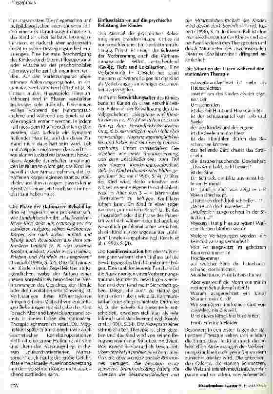 Vorschauseite 5: Die Bedeutung psychosozialer Aspekte in der Pflege und Betreuung des brandverletzten Kindes