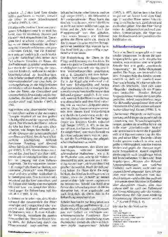 Vorschauseite 6: Die Bedeutung psychosozialer Aspekte in der Pflege und Betreuung des brandverletzten Kindes