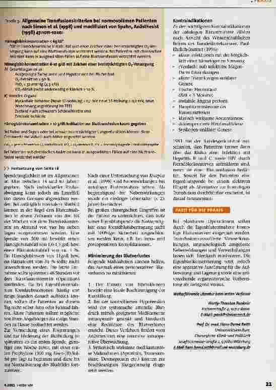 Vorschauseite 3: Mehr Sicherheit bei Transfusionen Voraussetzungen und Maßnahmen der Eigenblutspende