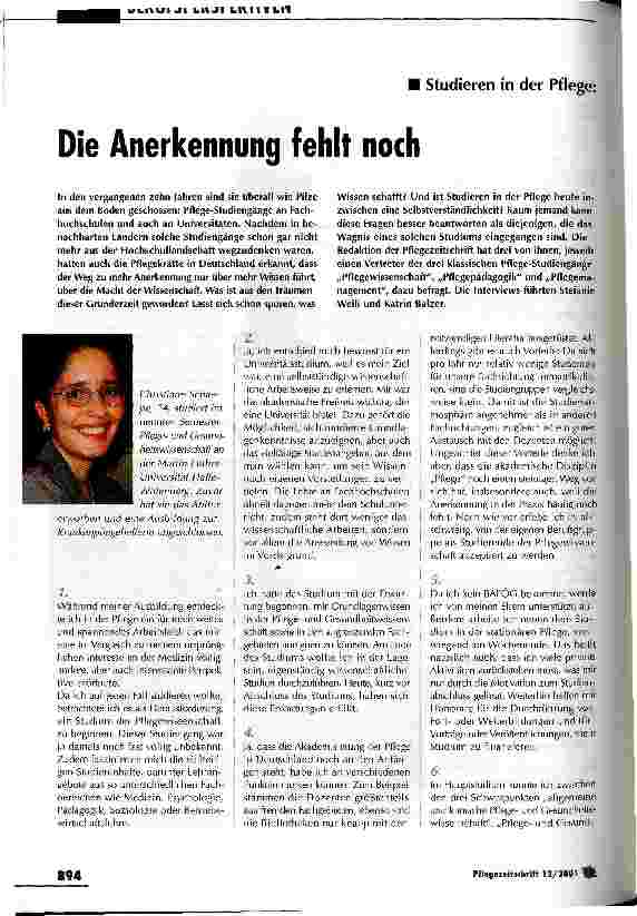 Vorschauseite 1: Die Anerkennung fehlt noch