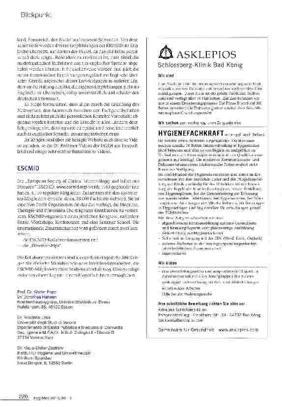 Vorschauseite 3: Aktuelle Situation der Krankenhaushygiene in Europa und weltweit