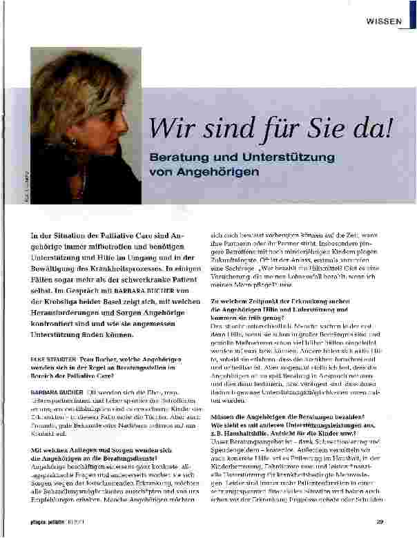 Vorschauseite 1: Wir sind für Sie da Beratung und Unterstützung von Angehörigen