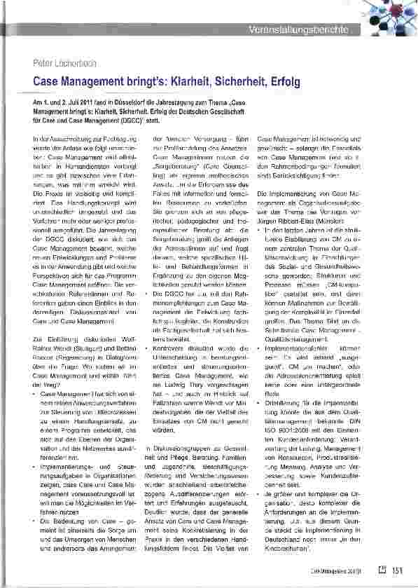 Vorschauseite 1: Case Management bringt es: Klarheit, Sicherheit, Erfolg