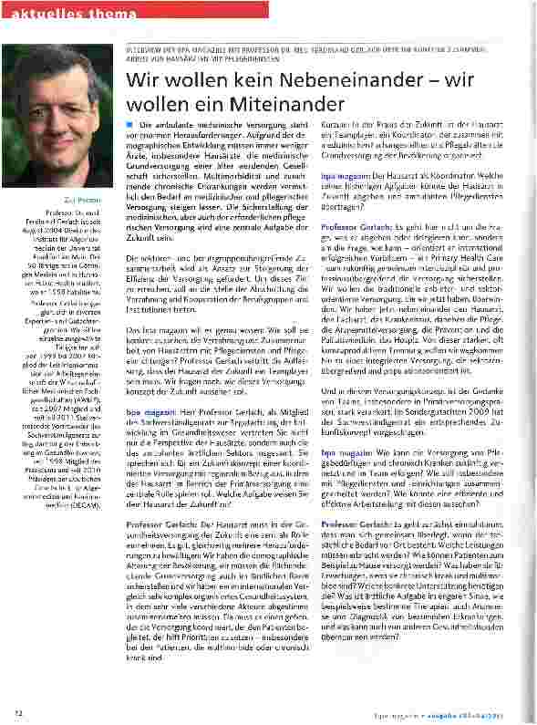 Vorschauseite 1: Wir wollen kein Nebeneinander-wir wollen ein Miteinander