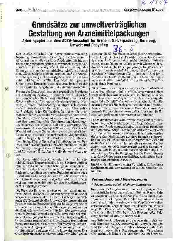 Vorschauseite 1: Grundsätze zur umweltverträglichen Gestaltung von Arzneimittelpackungen