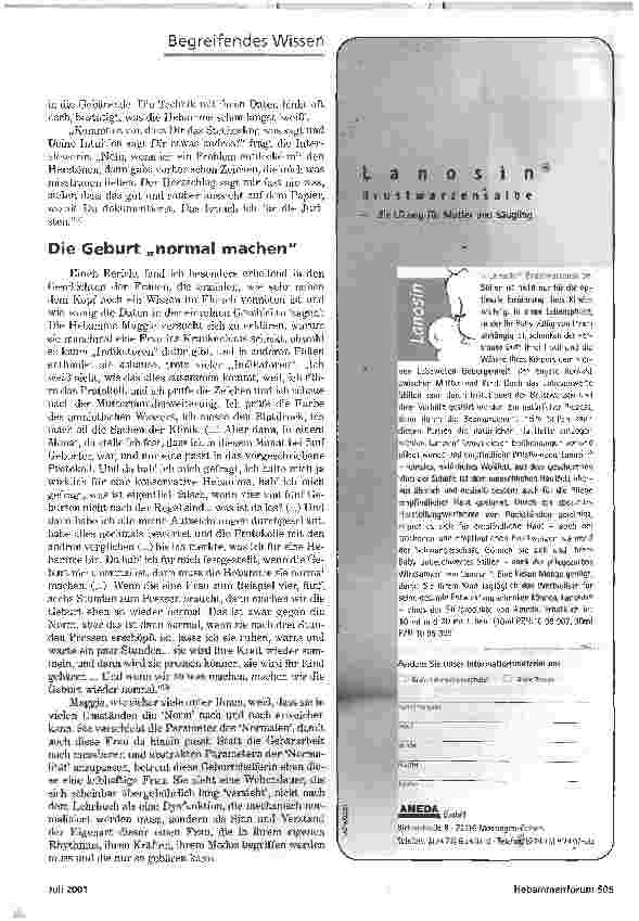 Vorschauseite 4: BEGREIFENDES WISSENIM RAHMEN VON RISIKOKALKULATIONEN? FRAGEN ZUM HEBAMMENWISSEN HEUTE