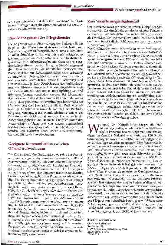 Vorschauseite 2: Bettsturz im Aufwachraum