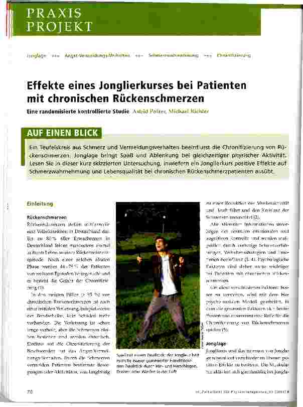 Vorschauseite 1: Effekte eines Jonglierkurses bei Patienten mit chronischen Rückenschmerzen