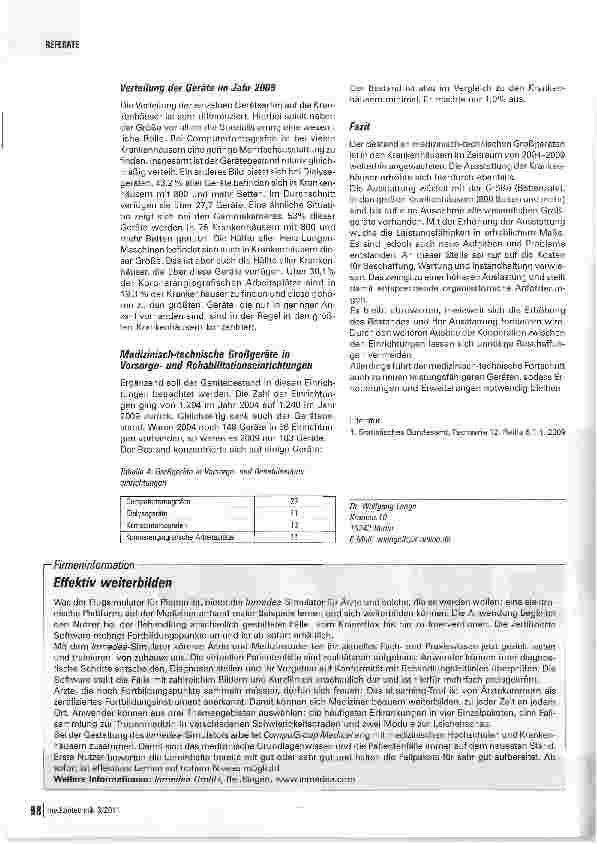 Vorschauseite 3: Medizinisch-technische Großgeräte - Bestand und Ausstattung