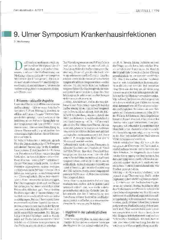 Vorschauseite 1: 9. Ulmer Symposium Krankenhausinfektionen