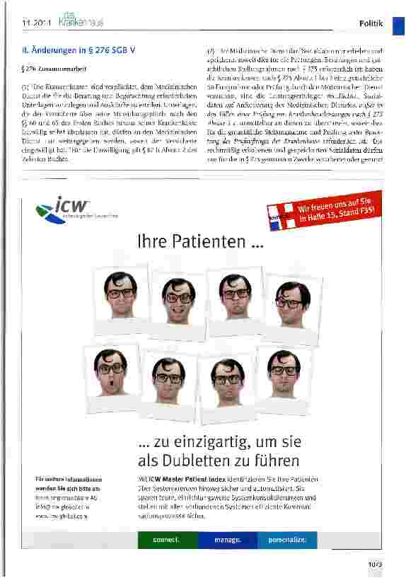 Vorschauseite 4: Reizthema AADK-Prüfungen: Kliniken wehren sich gegen unberechtigte VorwürfeDKG-Vorschlag für eine Neuregelung der Vorschriften zur Einzelfallprüfung nach §§ 275 ff. SGB V