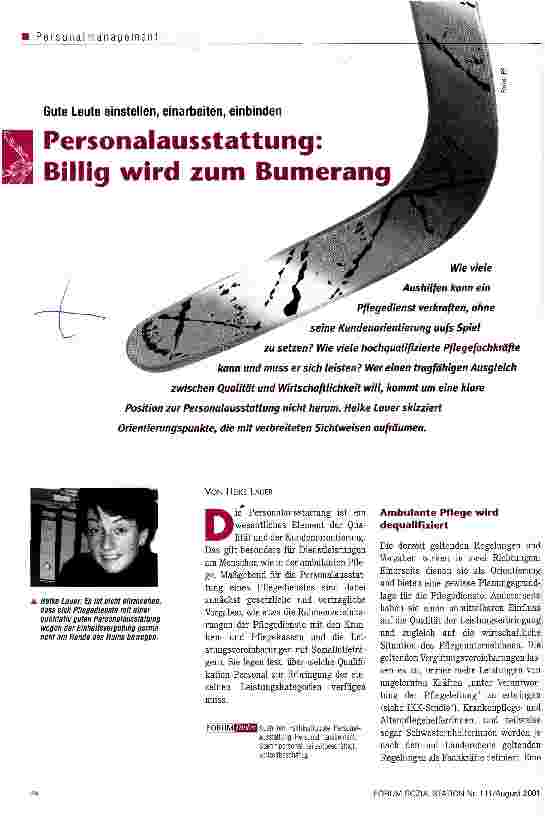 Vorschauseite 1: Personalausstattung: Billig wird zum Bumerang Gute Leute einstellen, einarbeiten, einbinden