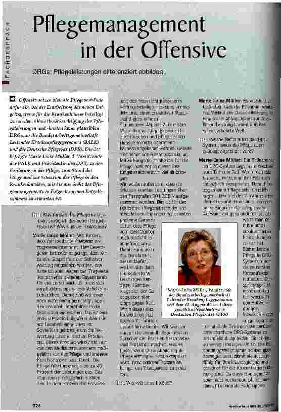 Vorschauseite 1: Pflegemanagement in der Offensive DRGs: Pflegeleistungen differenziert abbilden!