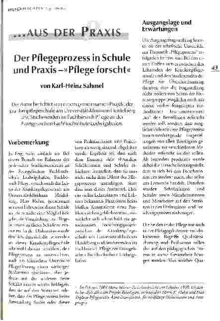 Vorschauseite 1: Der Pflegeprozess in Schule und Praxis - Pflege forscht