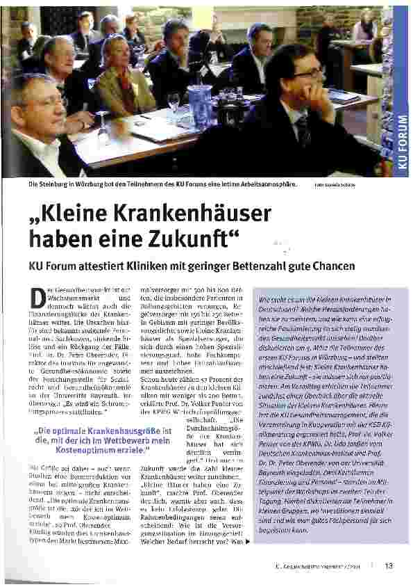 Vorschauseite 1: „Kleine Krankenhäuser haben eine Zukunft