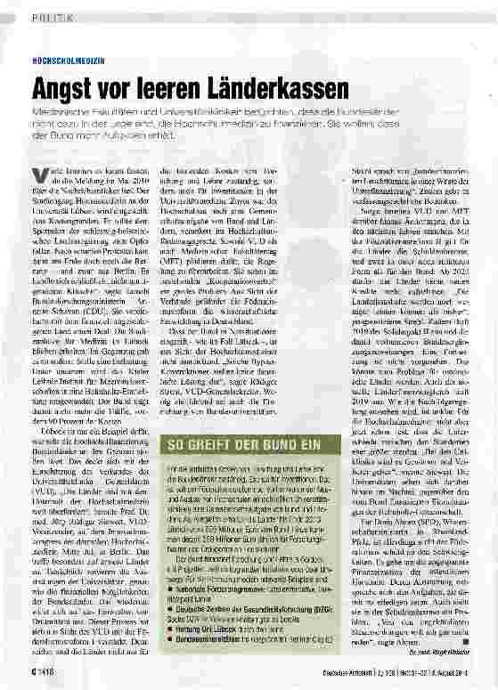 Vorschauseite 1: Angst vor leeren Länderkassen