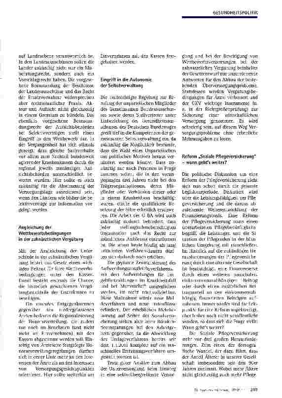 Vorschauseite 3: Aktuelle Reformbaustellen der Gesundheitspolitik
