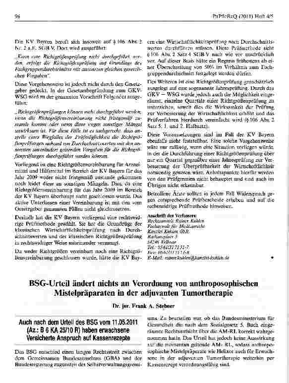 Vorschauseite 2: KV Bayern — Ist eine Richtgrößenprüfüng ohne festgelegte Richtgrößen zulässig?