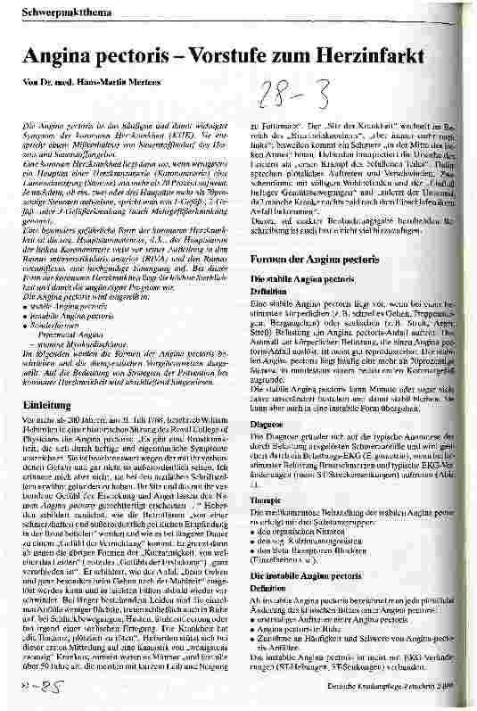 Vorschauseite 1: Angina pectoris - Vorstufe zum Herzinfarkt