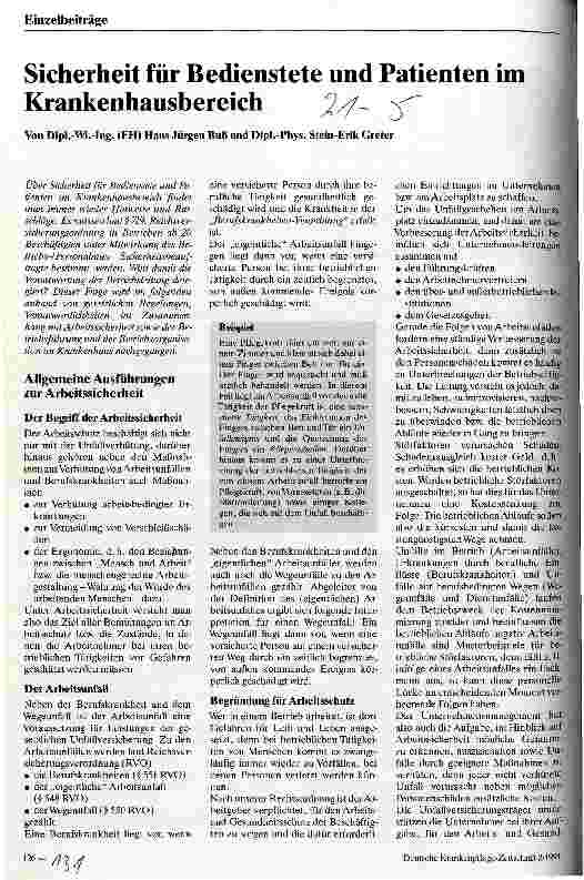 Vorschauseite 1: Sicherheit für Bedienstete und Patienten im Krankenhausbereich