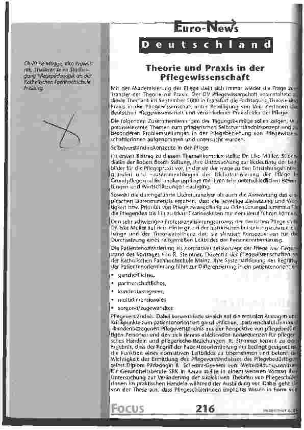 Vorschauseite 1: Theorie und Praxis in der Pflegewissenschaft