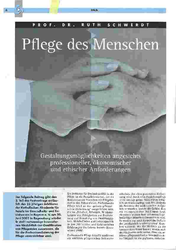 Vorschauseite 1: Pflege des Menschen. Gestaltungsmöglichkeiten angesichts professioneller, Ökonomischer und ethischer Anforderungen