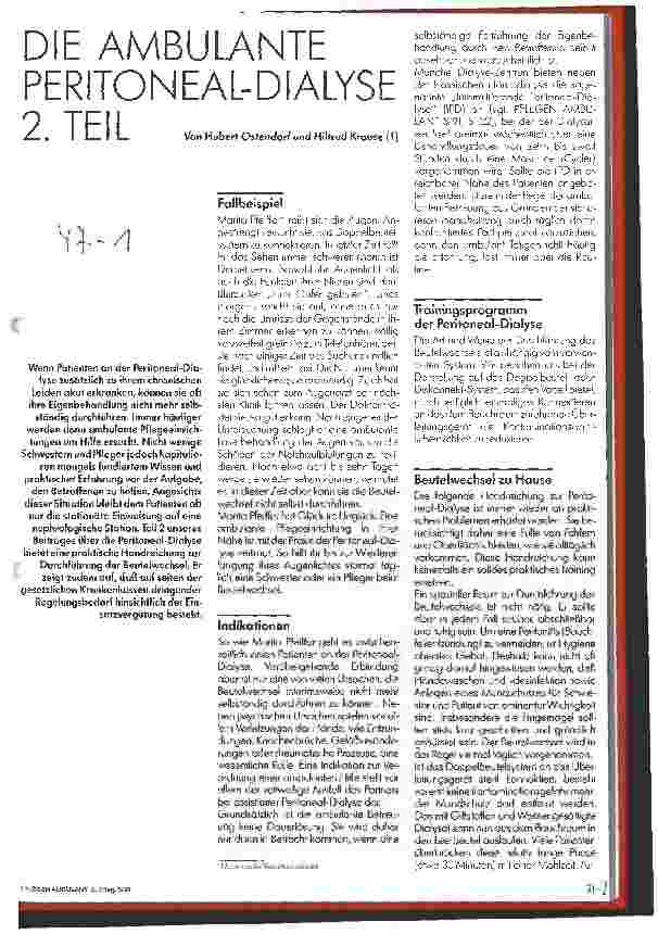 Vorschauseite 1: Die Ambulante Peritoneal-Dialyse 2. Teil