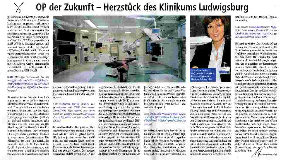 Vorschauseite 1: OP der Zukunft - Herzstück des Klinikums Ludwigsburg
