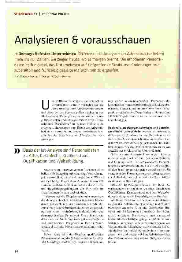 Vorschauseite 1: Analysieren & vorausschauen