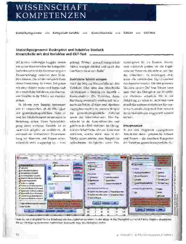 Vorschauseite 1: Statistikprogramme: Deskriptive und induktive StatistikKreuztabelle mit drei Variablen und Chi2-Test