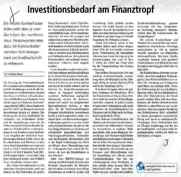 Vorschauseite 1: Investitionsbedarf am Finanztropf