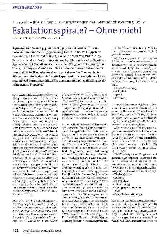 Vorschauseite 1: Eskalationsspirale? - Ohne mich! Gewalt - (k)ein Thema in Einrichtungen des Gesundheitswesens, Teil 2