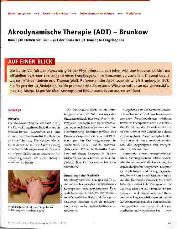 Vorschauseite 1: Akrodynamische Therapie (ADT) - BrunkowKonzepte stellen sich vor - auf der Basis des pt Konzepte-Fragebogens