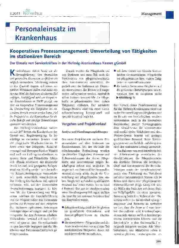 Vorschauseite 1: Kooperatives Prozessmanagement: Umverteilung von Tätigkeiten im stationären Bereich