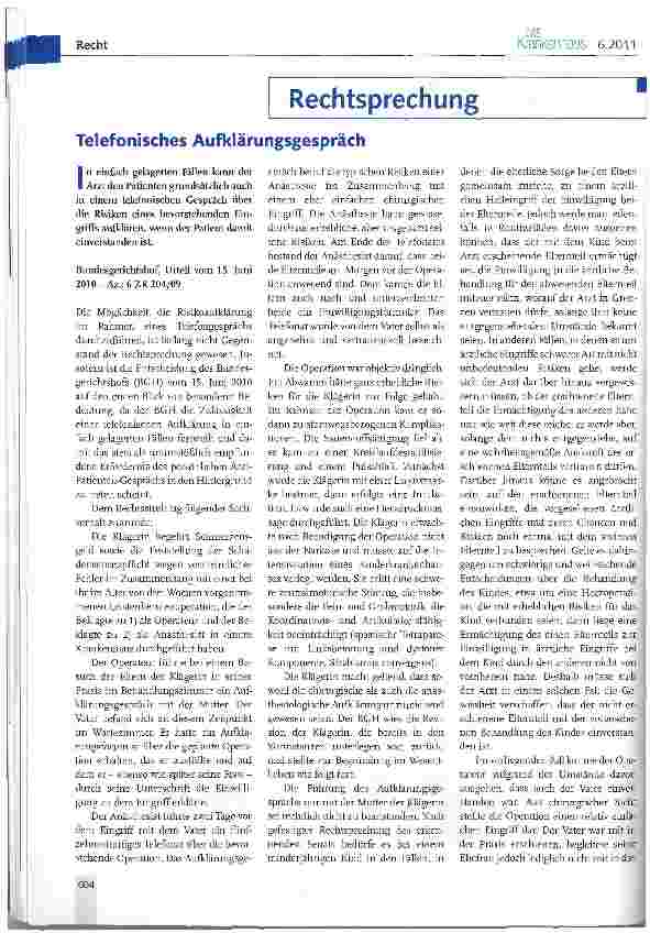 Vorschauseite 1: Telefonisches Aufklärungsgespräch