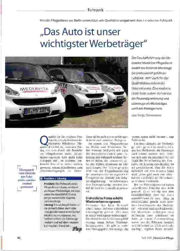 Vorschauseite 1: „Das Auto ist unser wichtigster Werbeträger