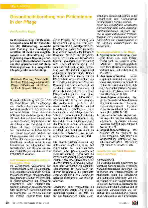 Vorschauseite 1: Gesundheitsberatung von Patientinnen in der Pflege
