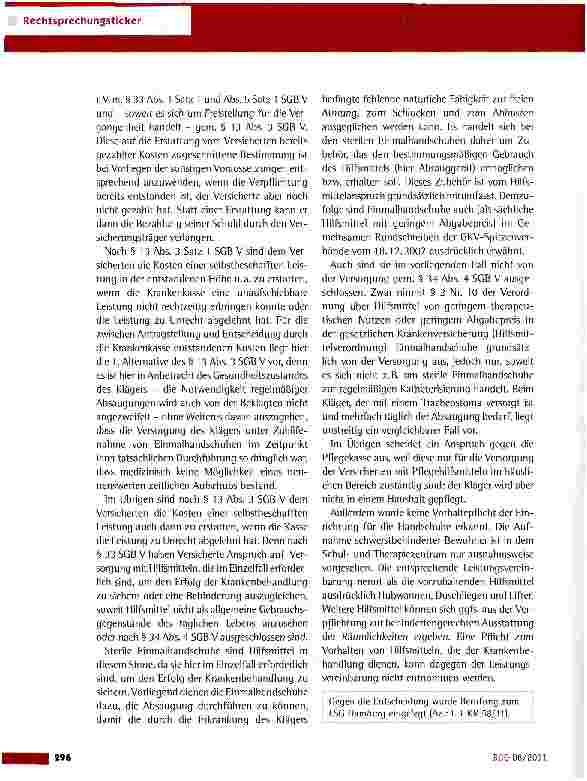Vorschauseite 2: Bereitstellung von sterilen Einmalhandschuhen zur TracheostomaversorgungSG Hamburg vom 18.2.2011 (S 48 KR 735/08)