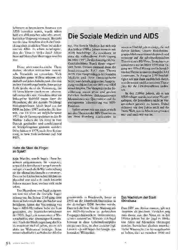 Vorschauseite 2: Spekulationen um ein Virus 30 Jahre Aids