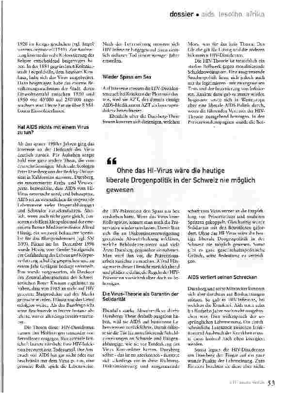 Vorschauseite 3: Spekulationen um ein Virus 30 Jahre Aids