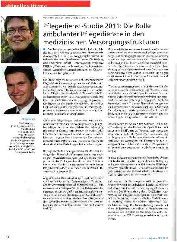 Vorschauseite 1: Pflegedienst-Studie 2011: Die Rolle ambulanter Pflegedienste in den medizinischen Versorgungsstrukturen