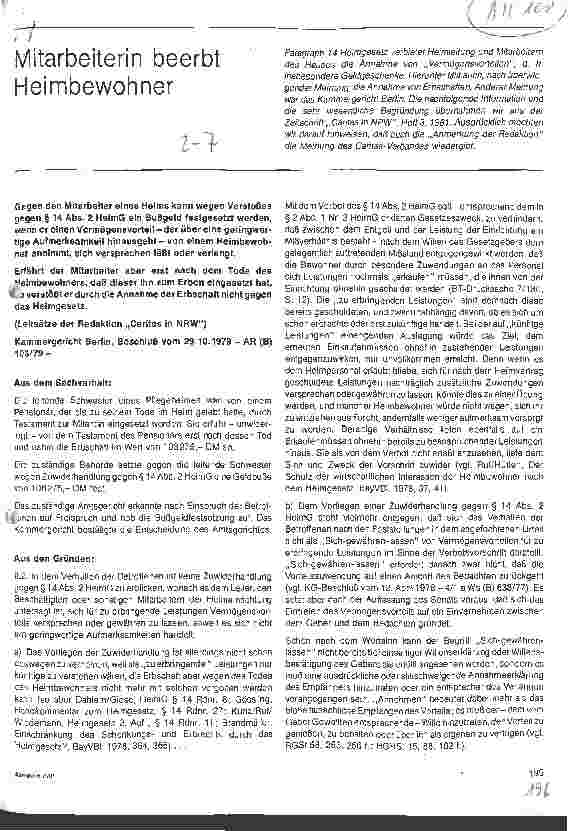 Vorschauseite 1: Mitarbeiter beerbt Heimbewohner