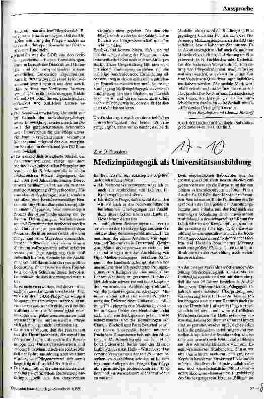 Vorschauseite 1: Medizinpädagogik als Universitätsausbildung
