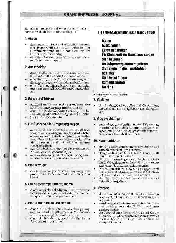 Vorschauseite 2: Pflege des Kindes mit Schädelhirntrauma